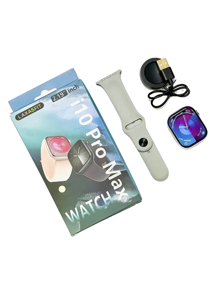 Premium Black I10 Pro Smartwatch with Stainless Steel Look Digital Dial