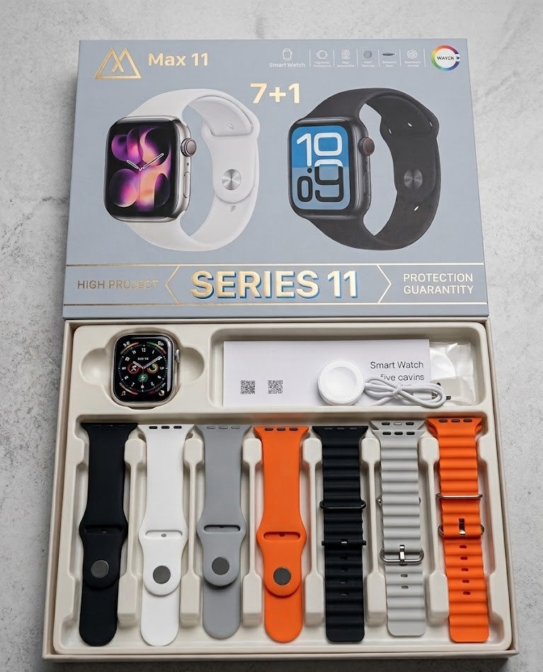 π Series 11 Smart Watch 7-in-1 Combo | HD Display + Bluetooth Calling + Multi Straps