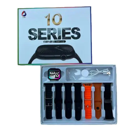 Series 10 Smart Watch (Black & Gold Tone) - 7-in-1 Ultimate Strap Collection