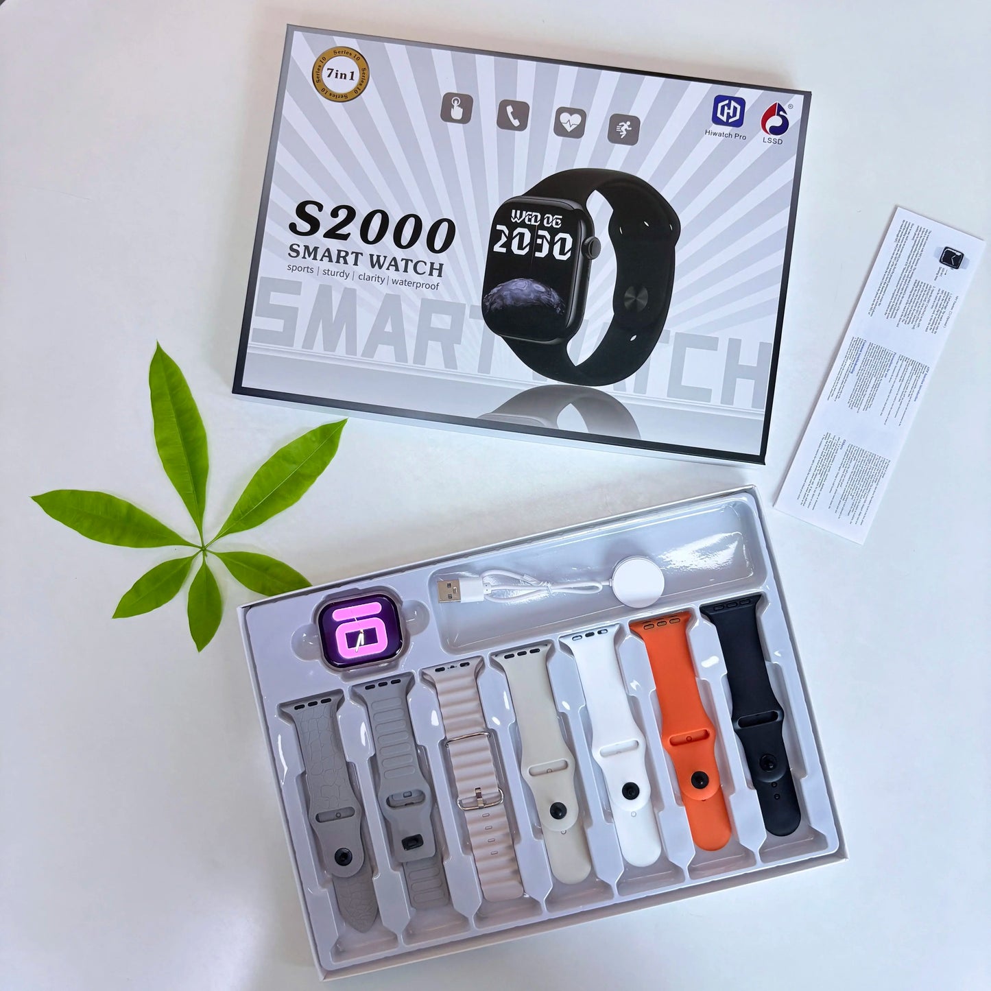 S2000 Smart Watch 7-in-1 Strap Combo - Sporty, Sturdy & Waterproof Fitness Tracker