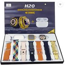 ⌚ H20 Smart Watch + Earbuds – 10-in-1 Complete Set | 49mm Ultra | 7 Straps | Golden Edition