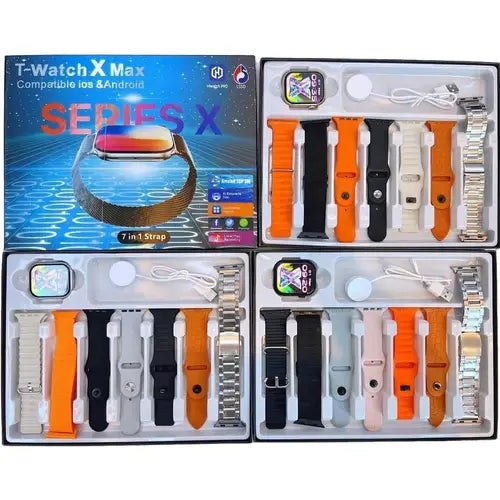 T-Watch X Max Series X – Smart Watch with 7 Straps, HD Display, Fitness Tracker
